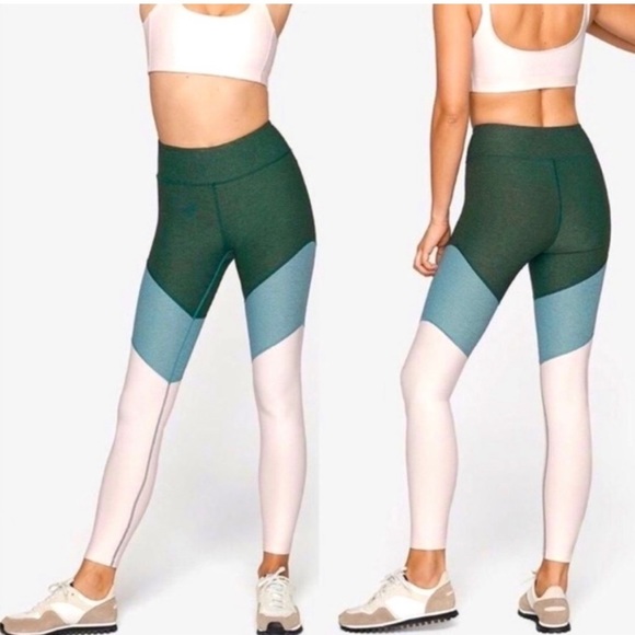 Outdoor Voices Pants - Outdoor Voices Set | 7/8 Spring Leggings & Slash Top | Green Blue & Pink |Size M